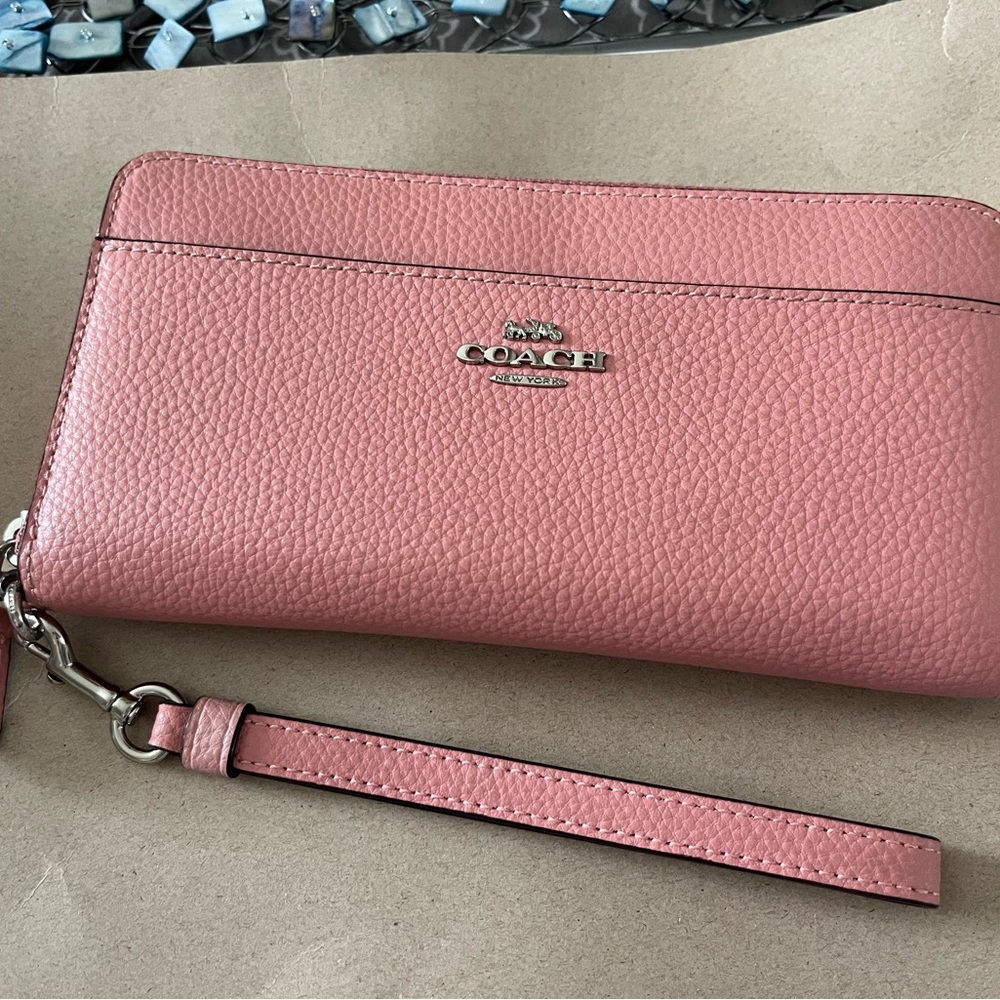 Coach Pink Pebbled Leather Clutch